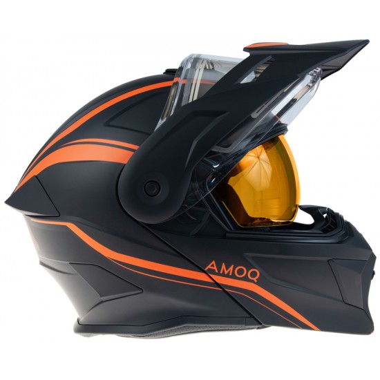 Casca snow AMOQ Ballastic Flip Up Viziera Incalzita Black Orange