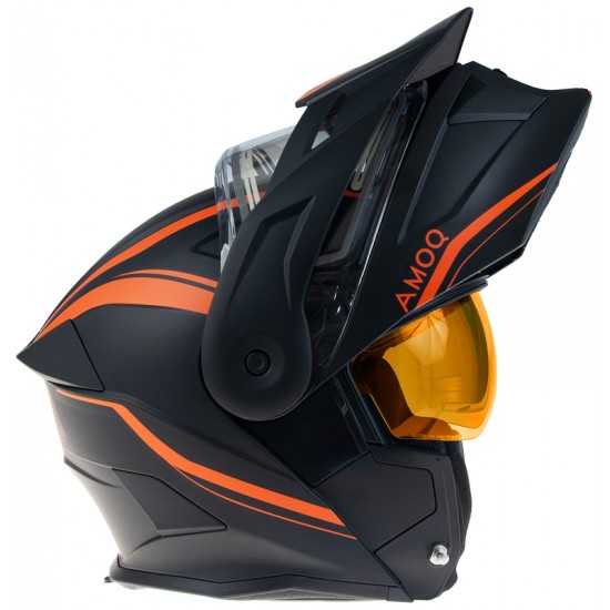 Casca snow AMOQ Ballastic Flip Up Viziera Incalzita Black Orange