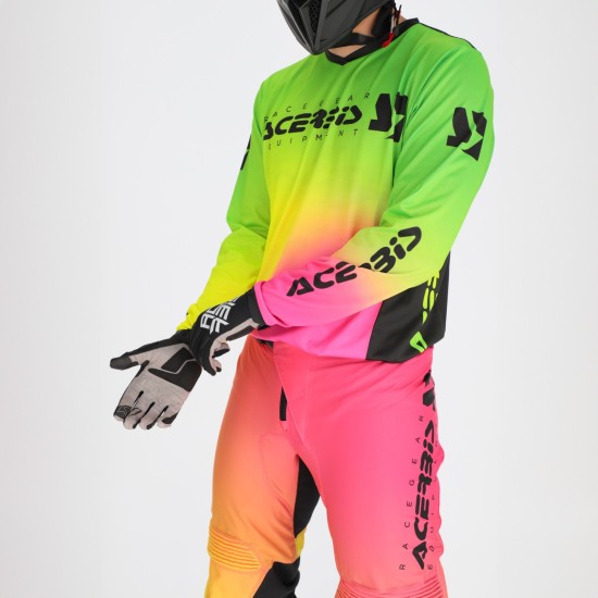 Tricou MX J-Track Stabi Acerbis Fucsia/Galben Fluo