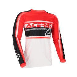 Tricou MX Linear Lugo Acerbis Alb/Rosu