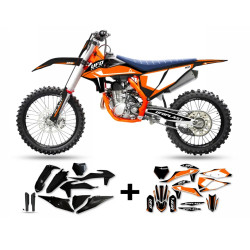 Kit plastice + stickere KTM SX/SX-F 19-22 Black Orange White Kit plastice + stickere KTM SX/SX-F 19-22 Black Orange White