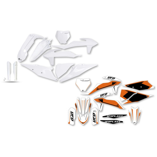 Kit plastice + stickere KTM SX/SX-F 19-22 White Orange Black