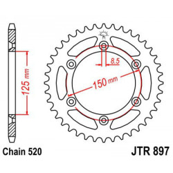 Pinion otel KTM 125-890 JT 45 dinti Pinion otel KTM 125-890 JT 45 dinti