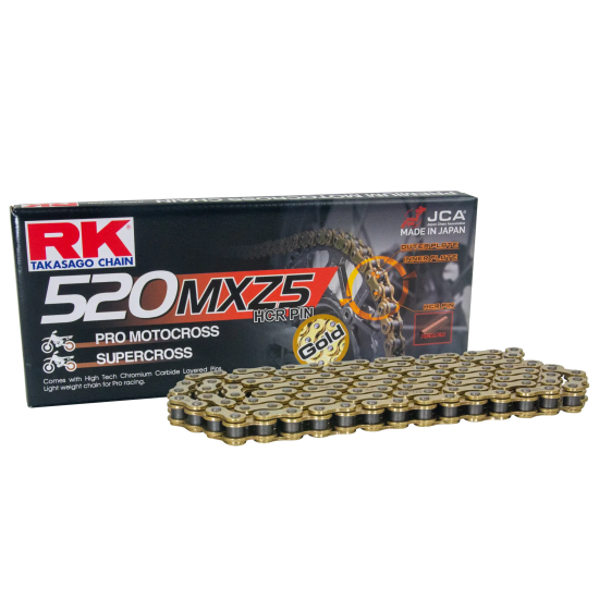 Lant motocross RK MXZ5 HCR Pin 520 118zale Gold (za prin nituire)